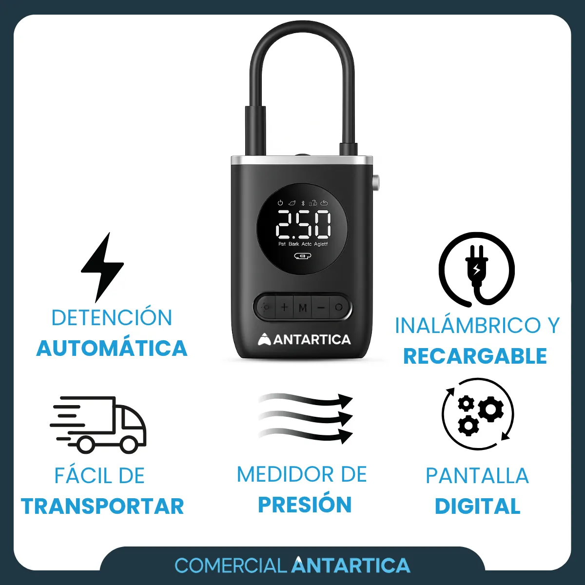 Inflador Portátil 12V Bici Moto Auto